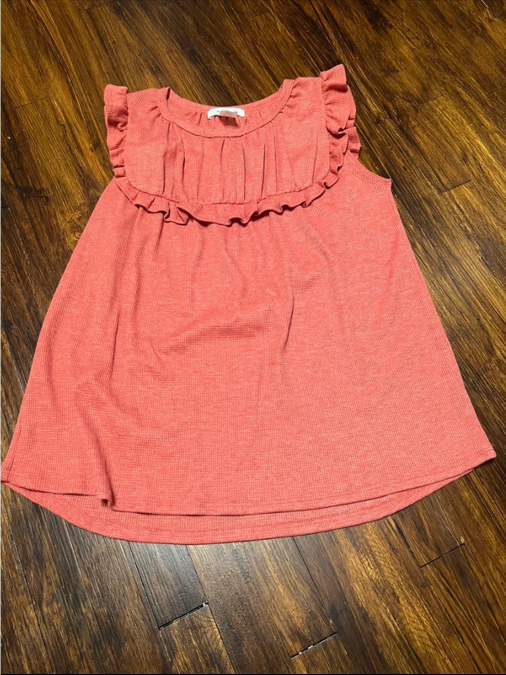Women’s Coral Ruffle Neck Sleeveless Top